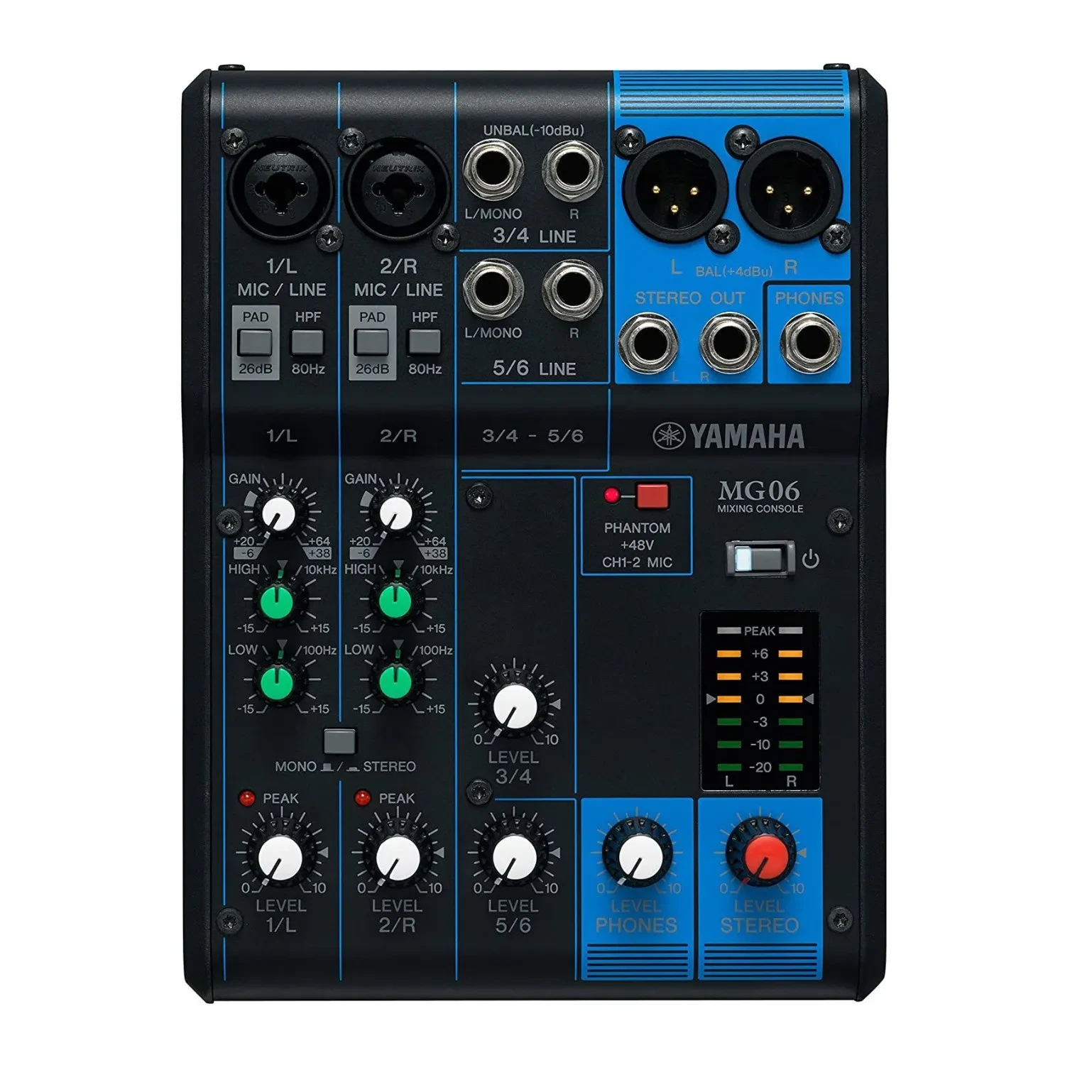 Yamaha MG06 6 Input Stereo Mixer with Microphone Stand and 3x XLR Cable Bundle