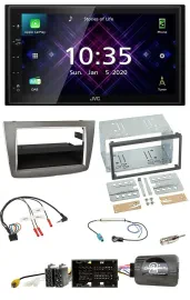 Автомагнитола для Alfa Romeo Mito 2014–2018 JVC 2DIN, DAB, Bluetooth, USB, поддержка управления на руле, серебристая