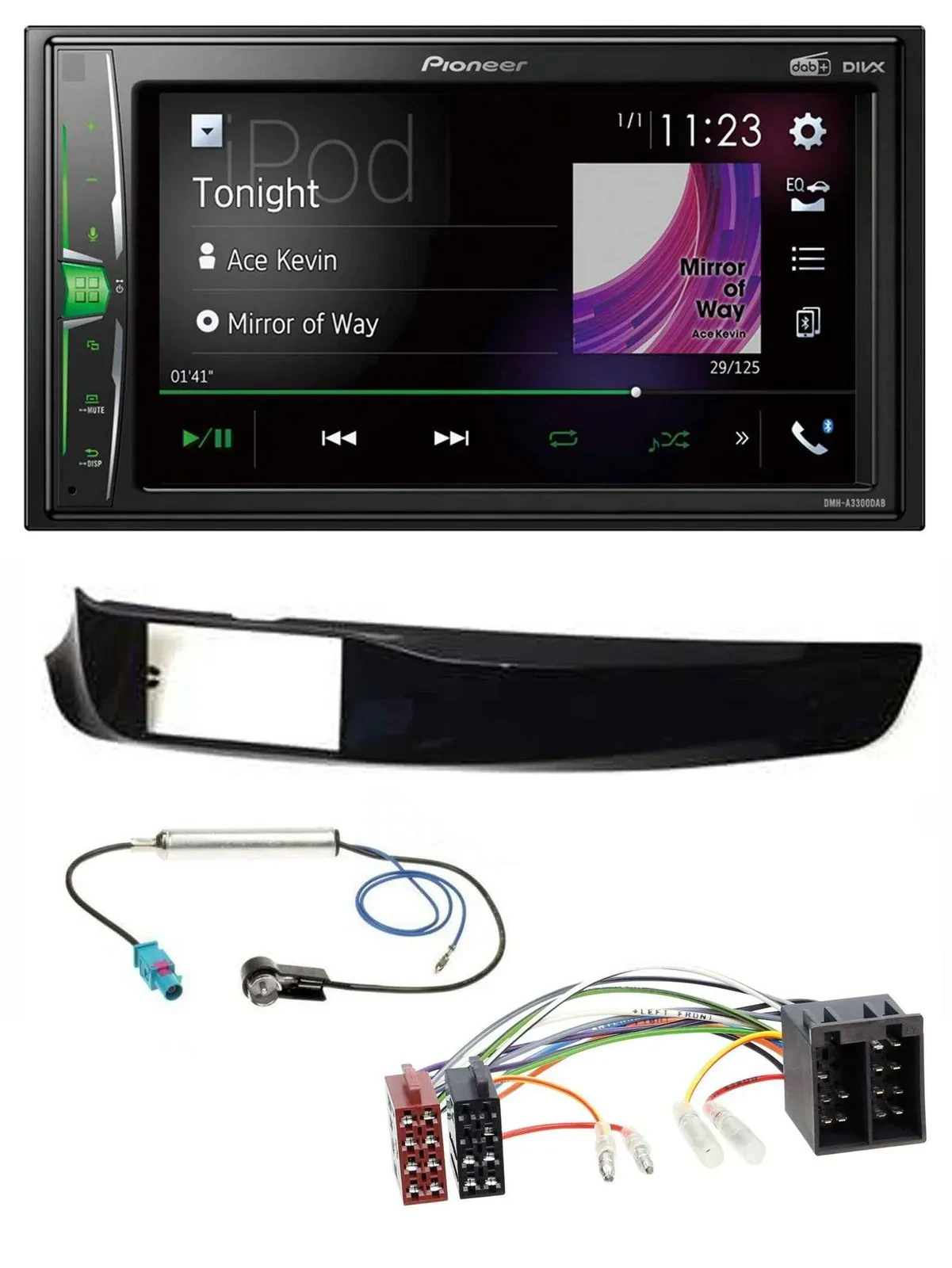 Pioneer 2DIN MP3 DAB USB Bluetooth Autoradio für Alfa Giulietta schwarz glänzend