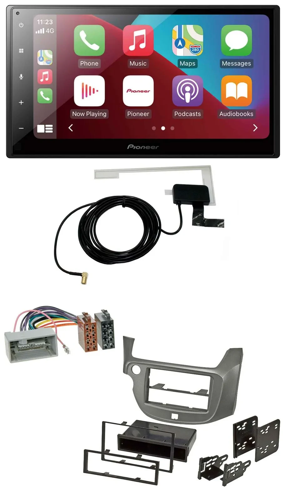 Автомагнитола для Honda Jazz (с 2009) Pioneer 2-DIN, USB, Bluetooth, DAB, MP3, серебристая