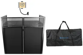 Rockville ROCKBOOTH DJ Booth Facade w/Table+Bag+Scrims+Gooseneck Tablet Stand