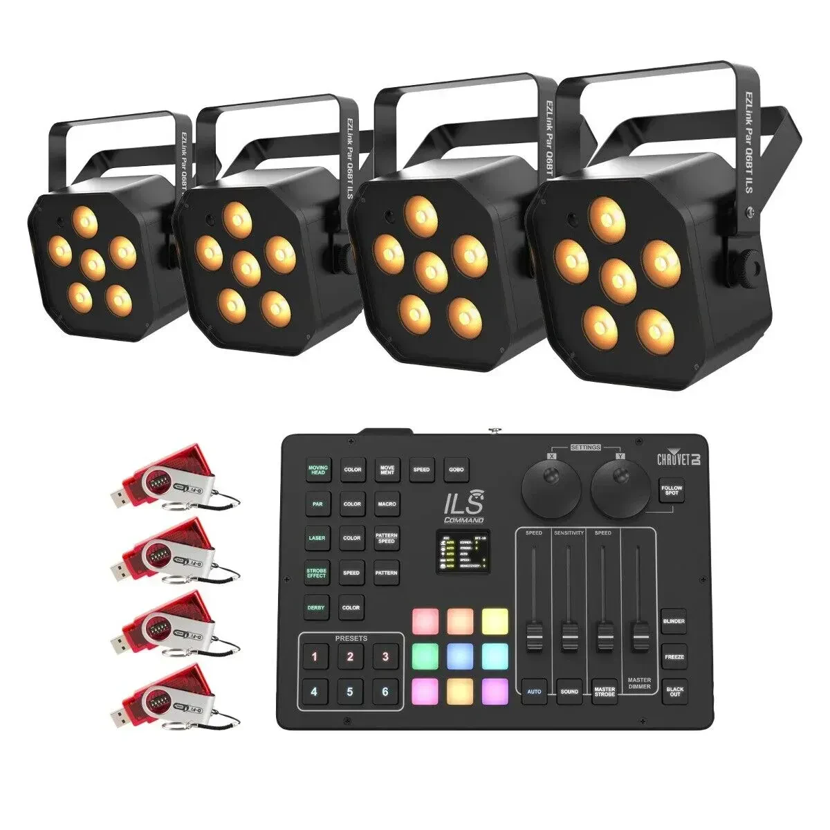 Светодиодный прибор Chauvet DJ EZLink Par Q6BT ILS с контроллером (4 штуки)