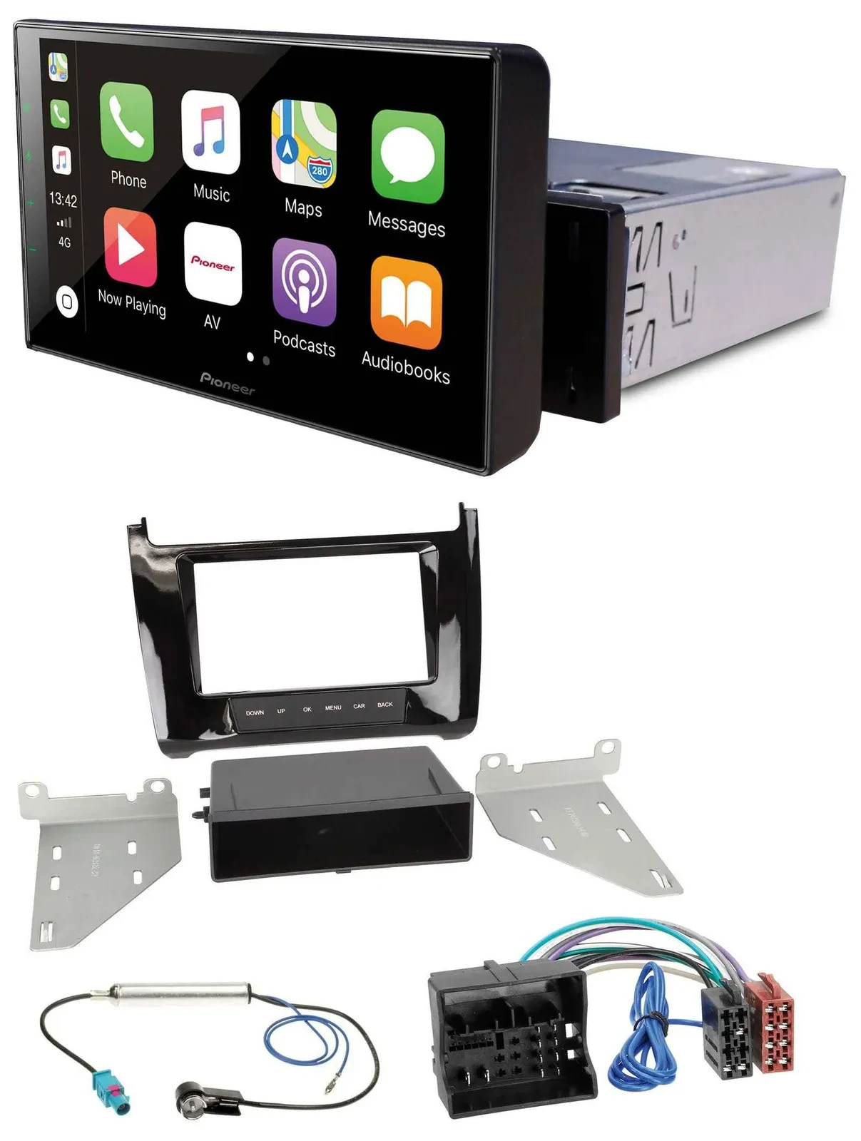 Pioneer Bluetooth MP3 DAB USB Autoradio für VW Polo (ab 14) - piano-schwarz