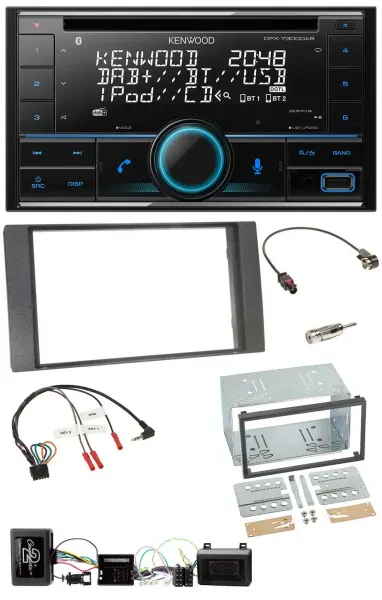 Kenwood CD 2DIN DAB USB Lenkrad Bluetooth Autoradio für Ford Kuga 08-12 anthrazi