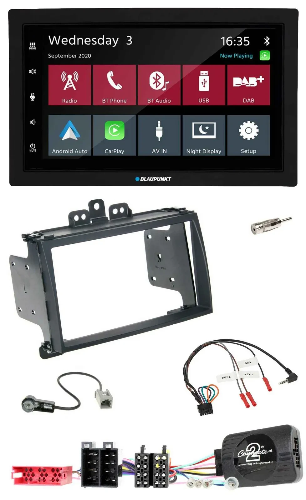 Blaupunkt DAB Bluetooth USB Lenkrad 2DIN Autoradio für Hyundai i20 09-12 schwarz