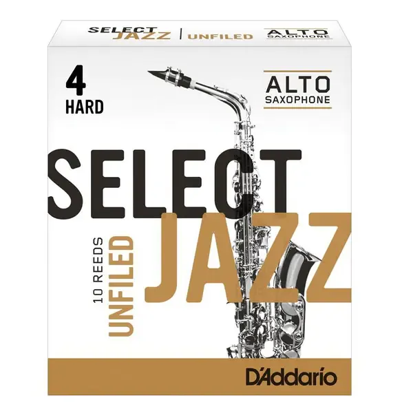 RRS10ASX4H Select Jazz Unfiled Трости для саксофона альт, размер 4, жесткие (Hard), 10шт, Rico