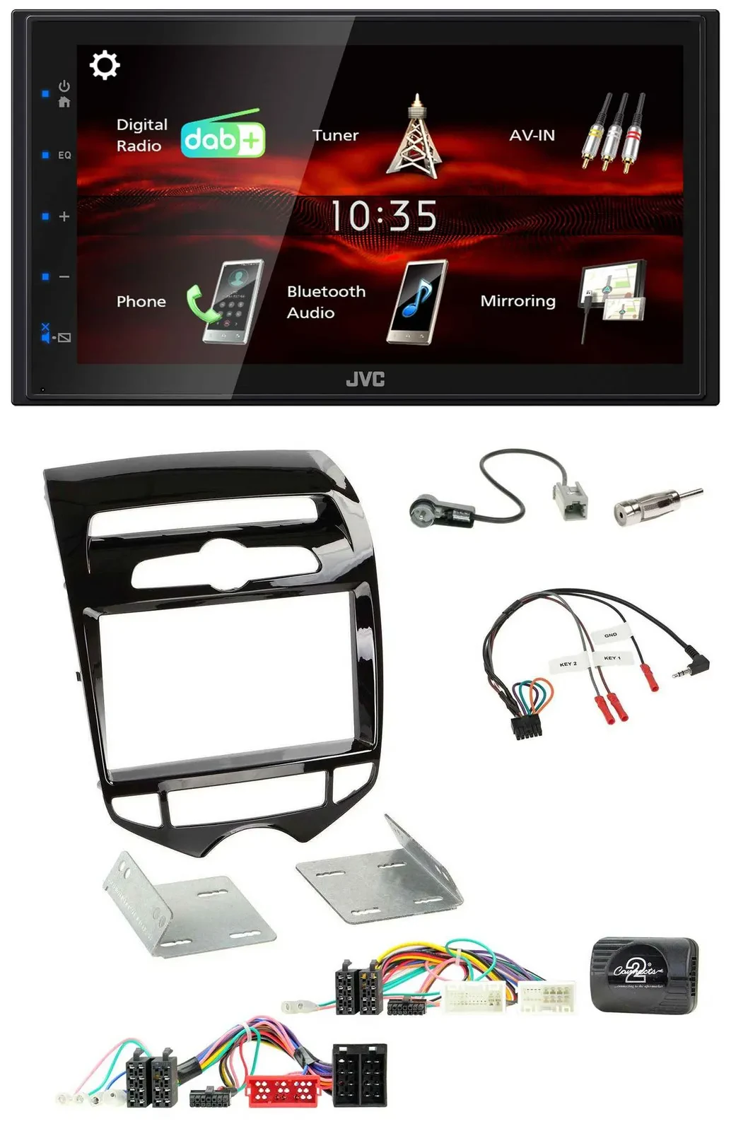 JVC USB Bluetooth Lenkrad DAB 2DIN Autoradio für Hyundai ix20 ab 10 autom. Klima