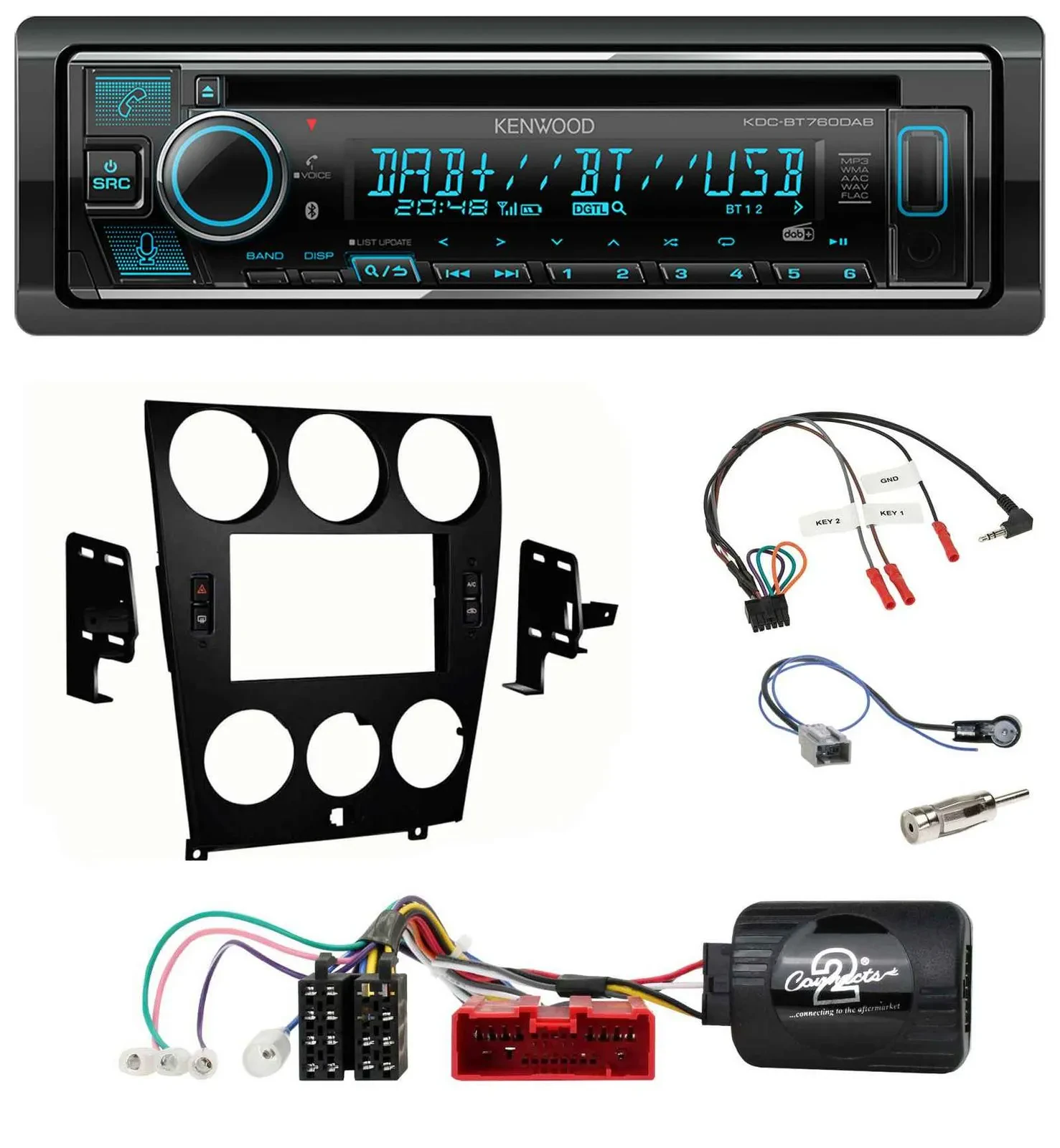 Kenwood Lenkrad Bluetooth DAB USB CD Autoradio für Mazda 6 (2006-2008)