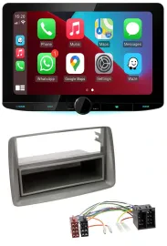 Kenwood MP3 USB DAB Bluetooth Autoradio für Fiat Panda (169 2003-2012) grau