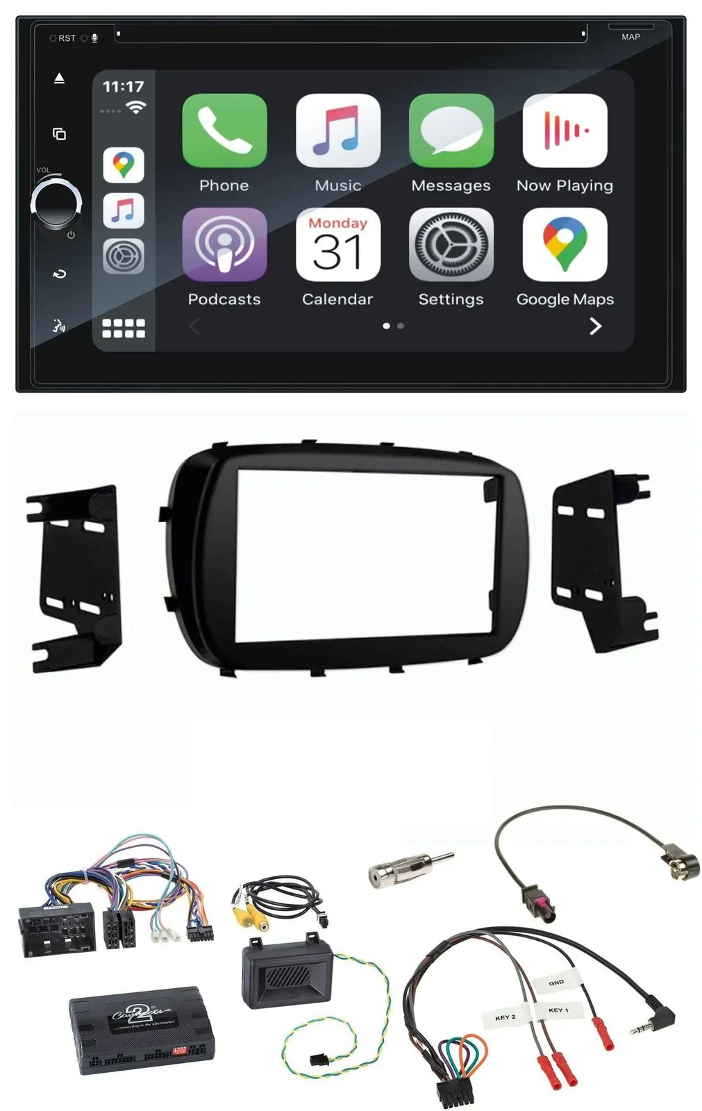 Blaupunkt DAB USB Bluetooth Lenkrad 2DIN TMC Navigation für Fiat 500X ab 2014