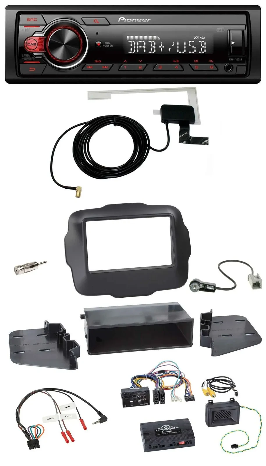 Pioneer 1DIN MP3 DAB USB Lenkrad Autoradio für Jeep Renegade ab 2015