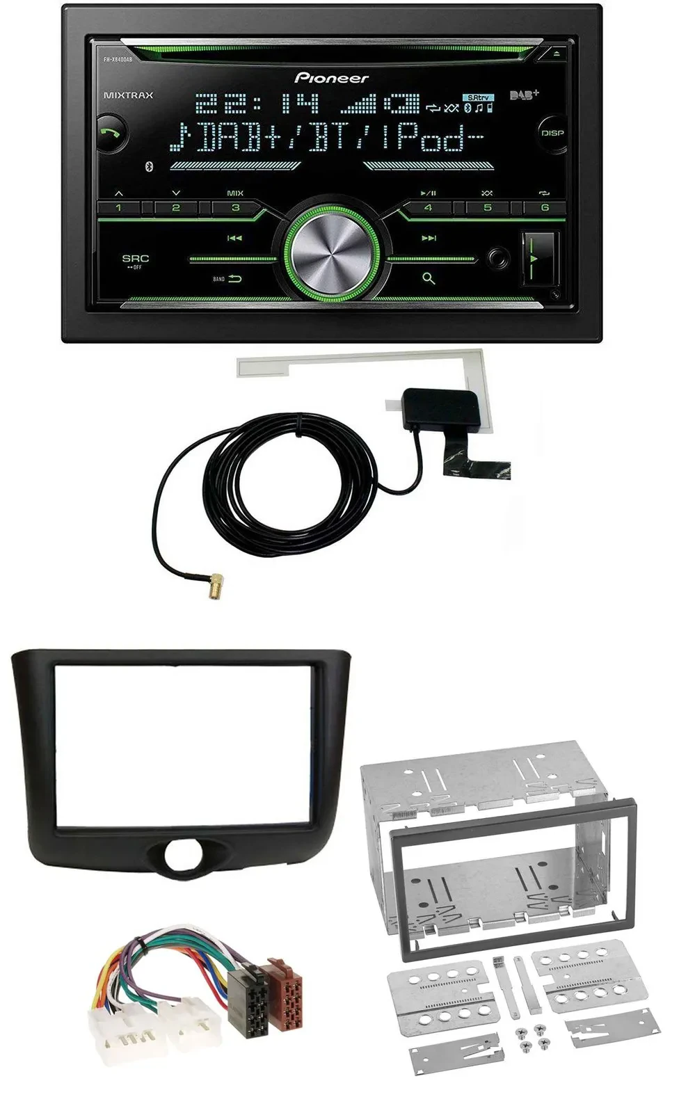 Автомагнитола Pioneer 2DIN, CD/USB/MP3, Bluetooth, DAB для Toyota Yaris (1999–2003)