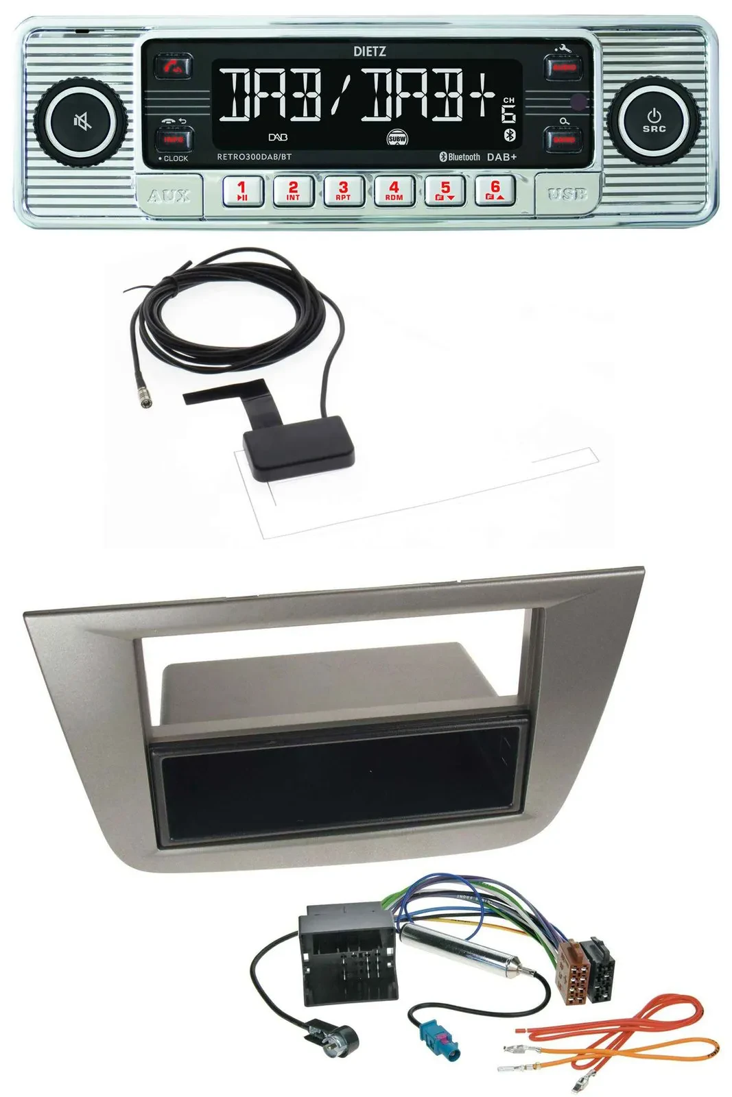 Dietz Bluetooth USB MP3 DAB Autoradio für Seat Altea Toledo ab 05 Anthrazit-meta