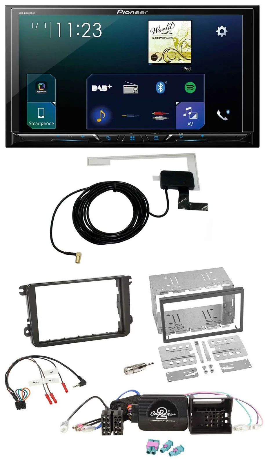 Pioneer 2DIN DAB USB Lenkrad Bluetooth Autoradio für VW Passat Polo Scirocco Sha