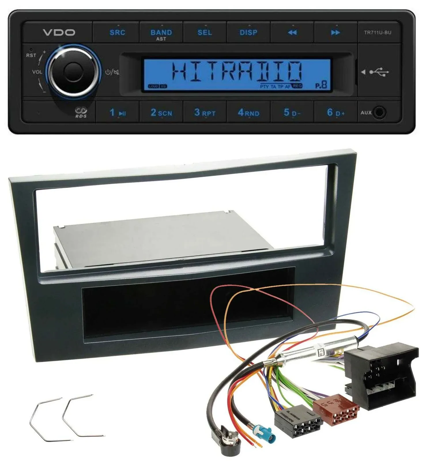 VDO AUX 1DIN MP3 USB Autoradio für Opel Corsa D ab 2005 Stealth Schwarz
