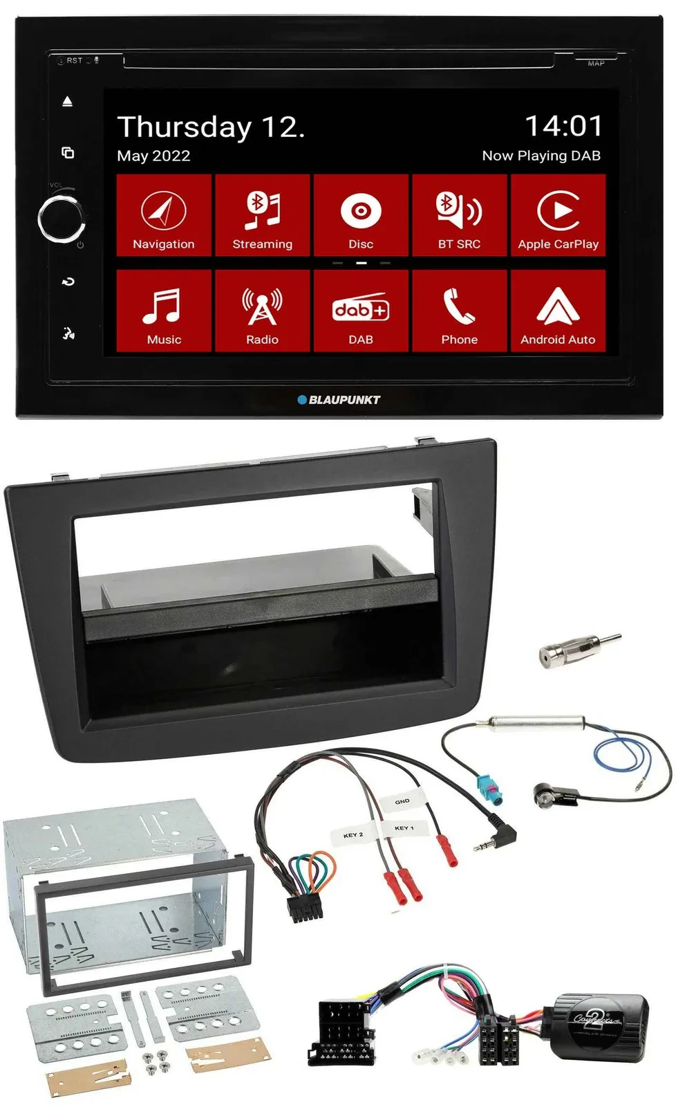 Blaupunkt Lenkrad DVD Bluetooth DAB 2DIN USB Autoradio für Alfa Romeo Mito 08-14