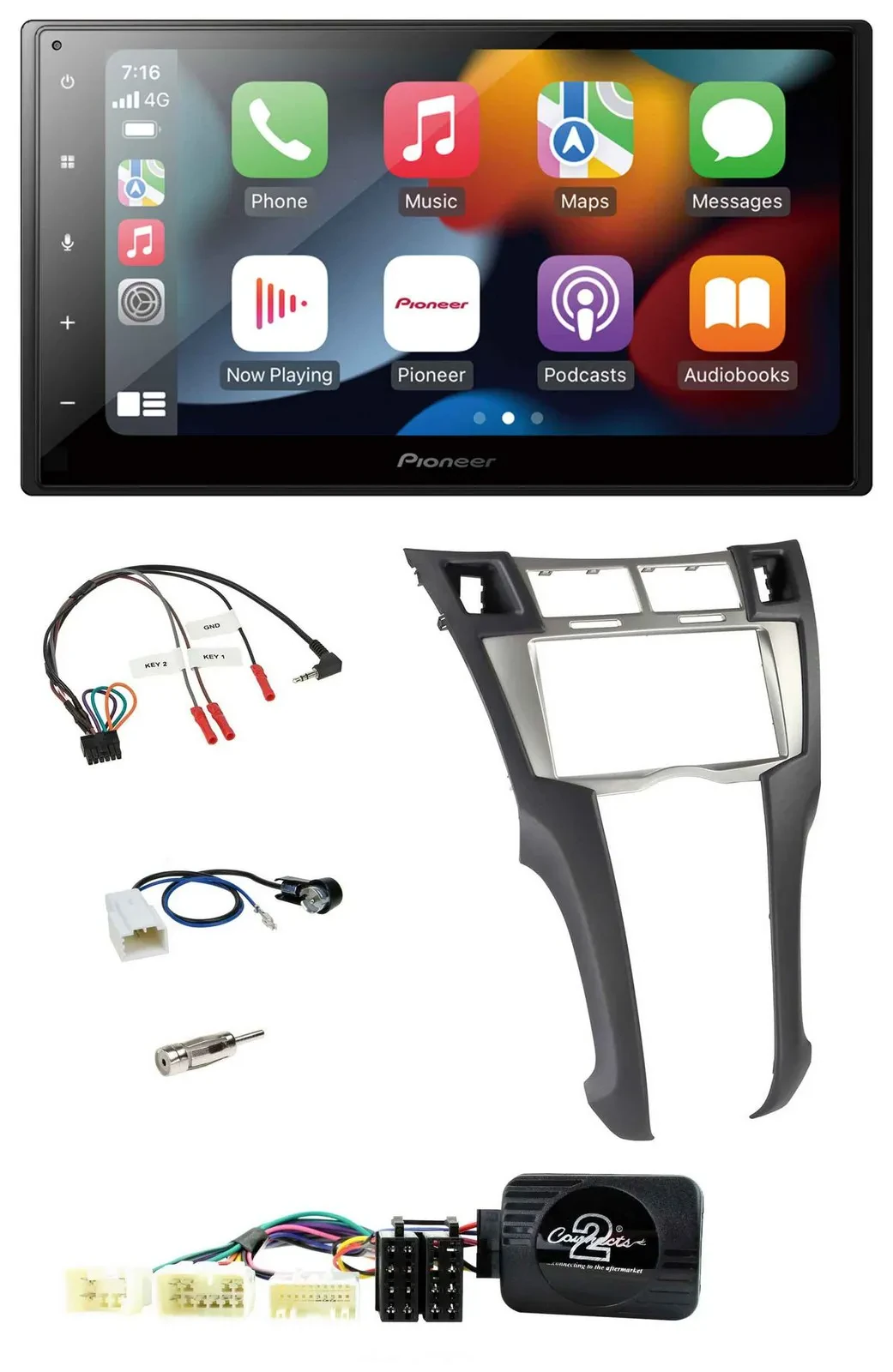 Pioneer DAB Bluetooth 2DIN USB Lenkrad Autoradio für Toyota Yaris 2006-2011