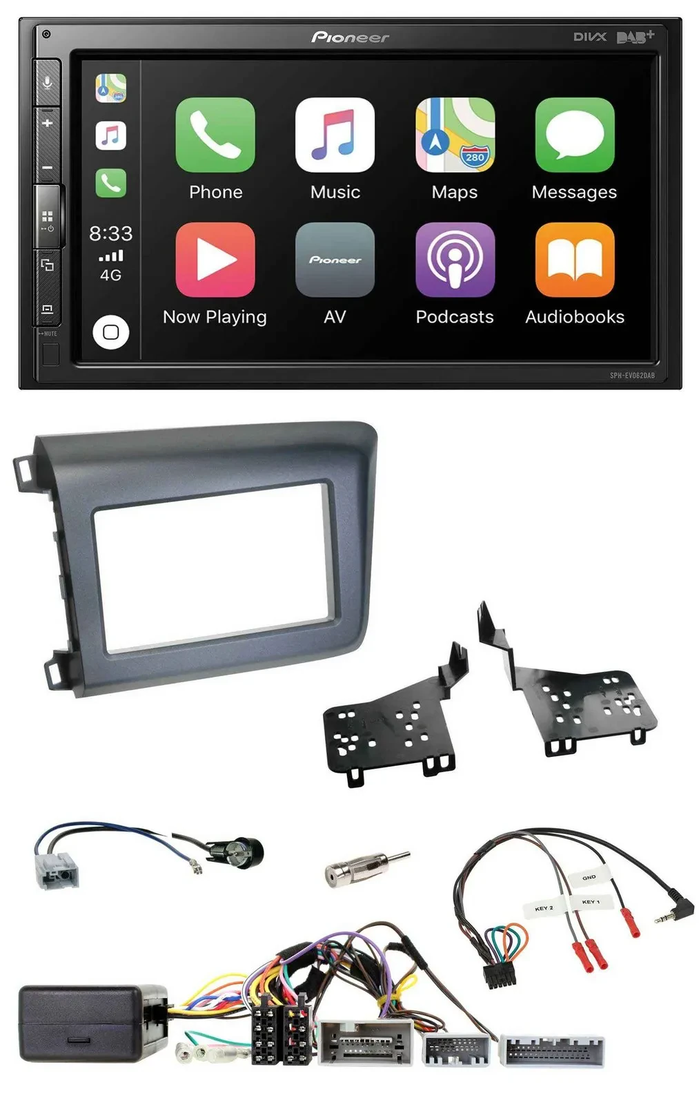 Pioneer USB Lenkrad DAB 2DIN Bluetooth Autoradio für Honda Civic US Modelle 2012