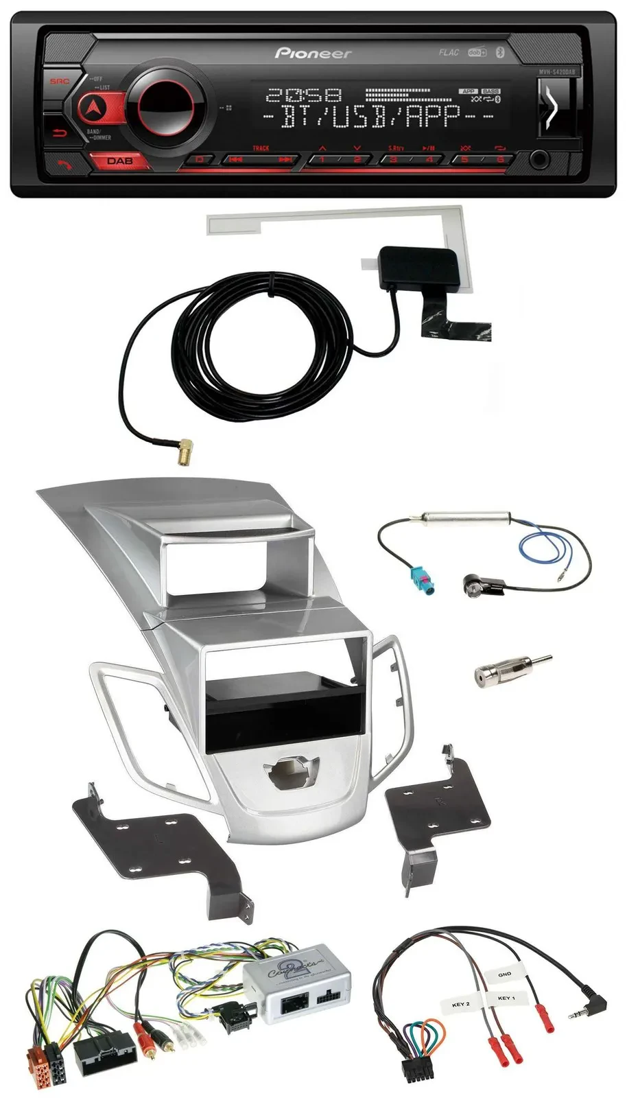 Pioneer DAB USB Lenkrad Bluetooth Autoradio für Ford Fiesta 2010-17 Display silb