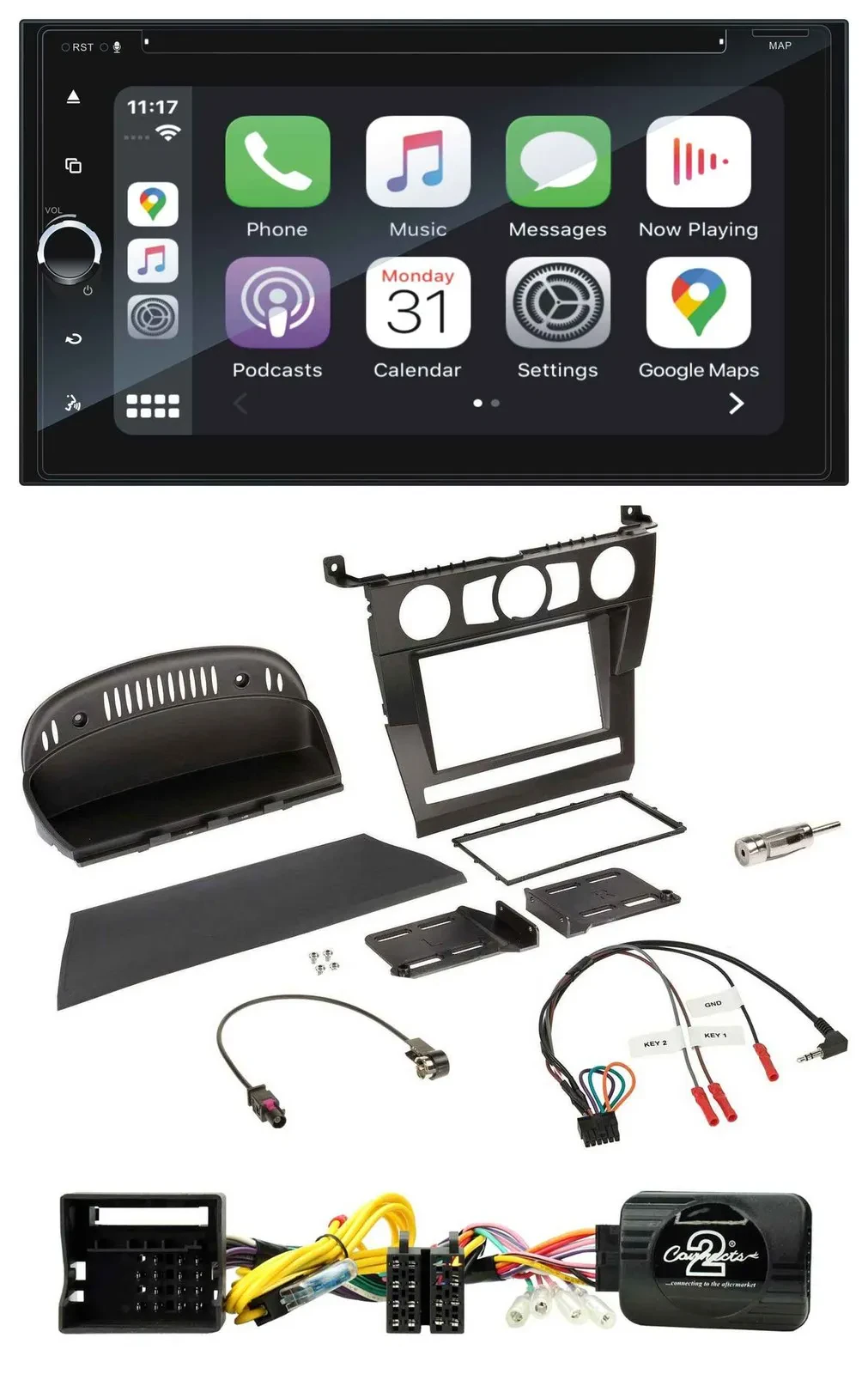 Blaupunkt DAB USB Bluetooth Lenkrad 2DIN TMC Navigation für BMW 5er E60 2004-200