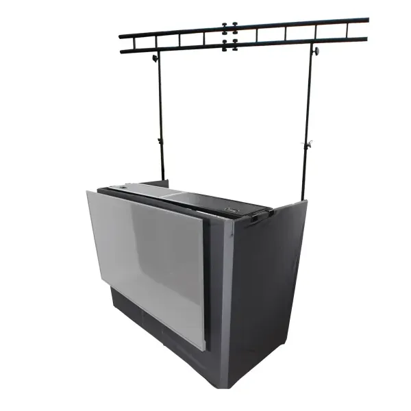 ProX XF-MESA MEDIA Portable DJ Facade Table Station w TV Mount & Truss Stand