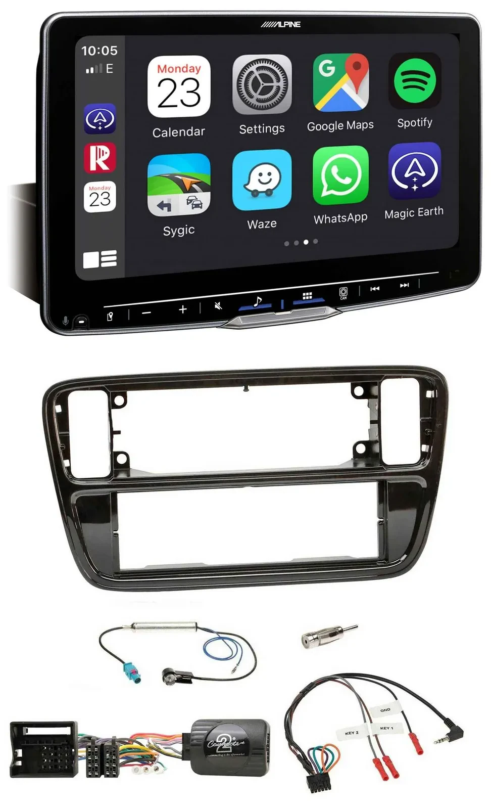 Автомагнитола Alpine Bluetooth USB DAB для VW Up (2011–2016), черный глянец