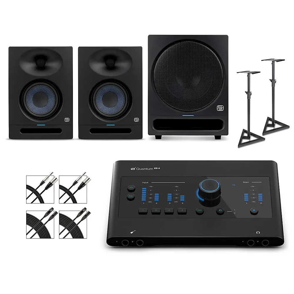 Студийный комплект PreSonus Quantum ES4 + Eris (2nd Gen, пара) + Pro Sub10 (кабели и стойки)