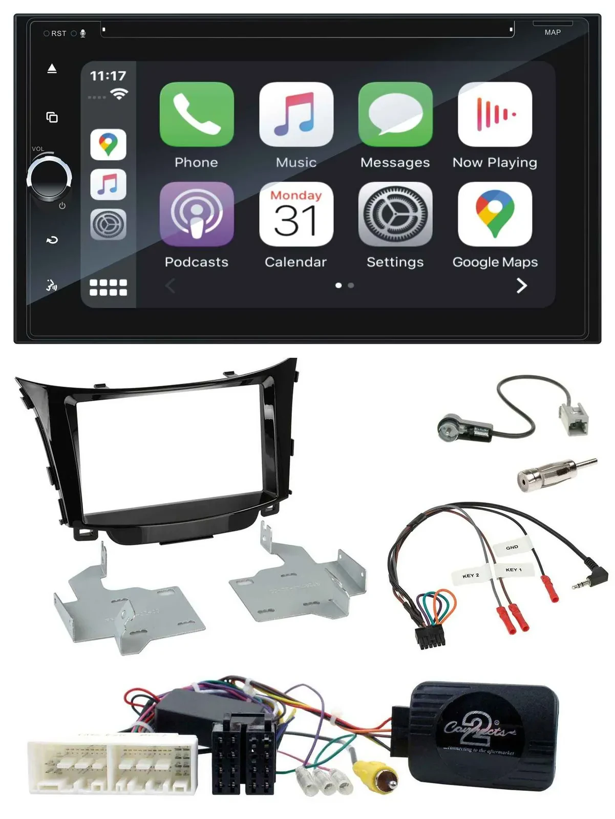 Blaupunkt DAB Lenkrad TMC Bluetooth USB 2DIN Navigation für Hyundai I30 ab 2017