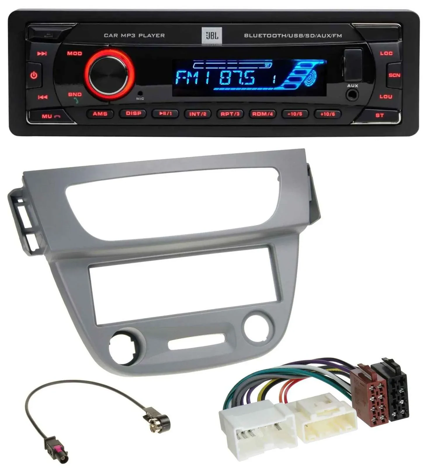 JBL AUX MP3 USB Bluetooth SD Autoradio für Renault Megane 3 (12-14) - grau