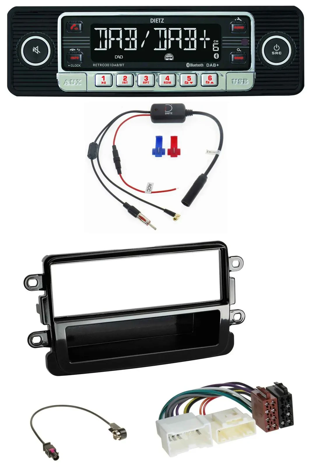 Автомагнитола Dietz для Dacia Lodgy, Dokker, Duster, Sandero MP3, DAB, Bluetooth, USB