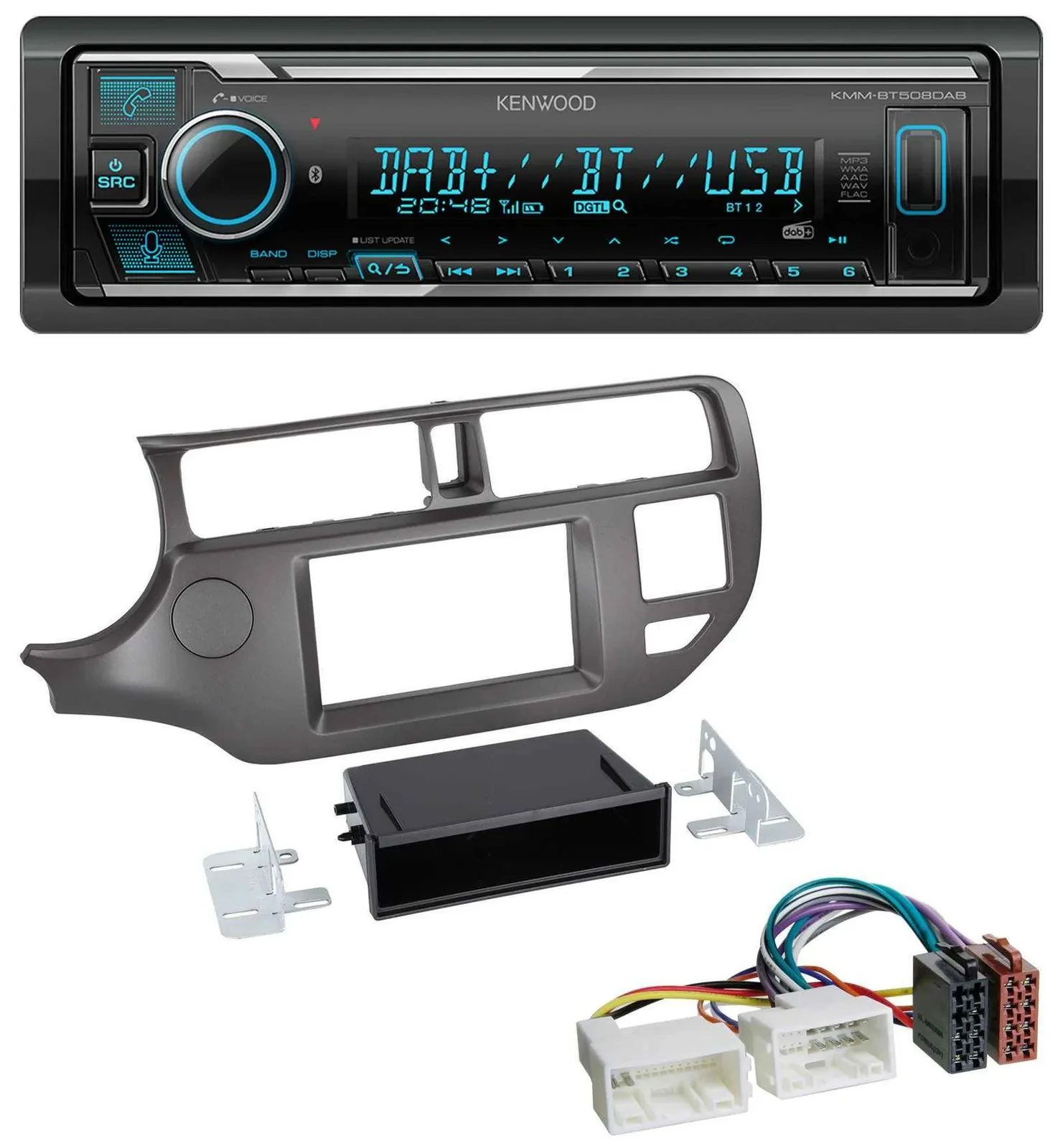 Kenwood Bluetooth MP3 DAB USB Autoradio für Kia Rio UB 2011-2014 anthrazit
