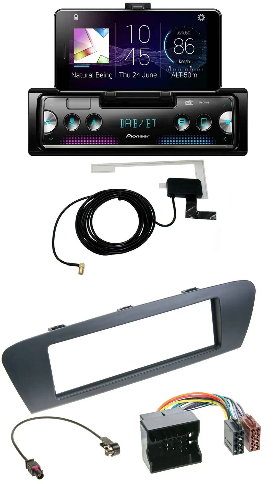 Pioneer DAB Bluetooth MP3 USB Autoradio für Renault Scenic (ab 12) - grau