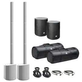 LD Systems MAUI 5 White Ultra Portable Column PA Speaker Systems Pair w Cases...