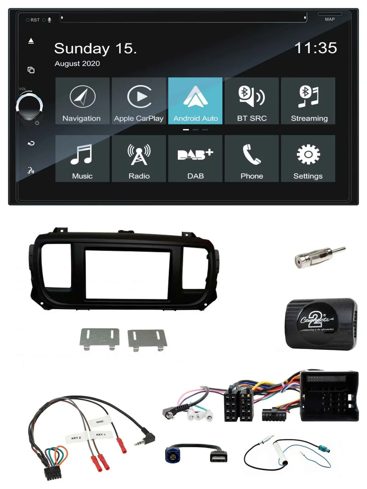 Blaupunkt 2DIN Lenkrad TMC Bluetooth USB DAB Navigation für Citroen Jumpy Erstau