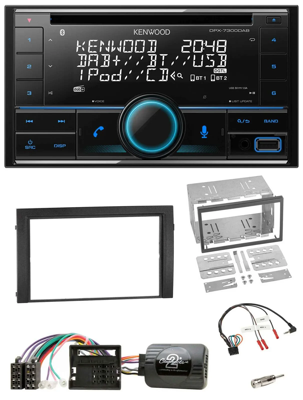 Kenwood CD 2DIN DAB USB Lenkrad Bluetooth Autoradio für Skoda Fabia 6Y 2004-2007