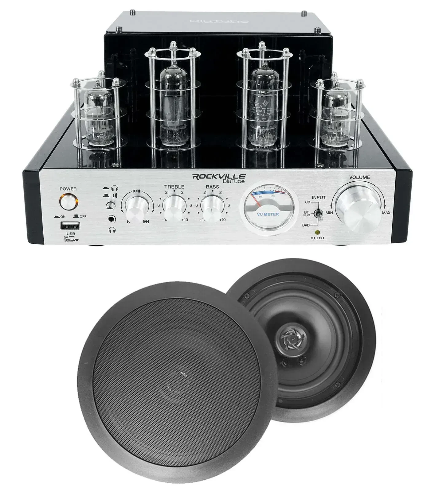 Усилитель мощности Rockville BluTube+HC85 Black с комплектом акустики