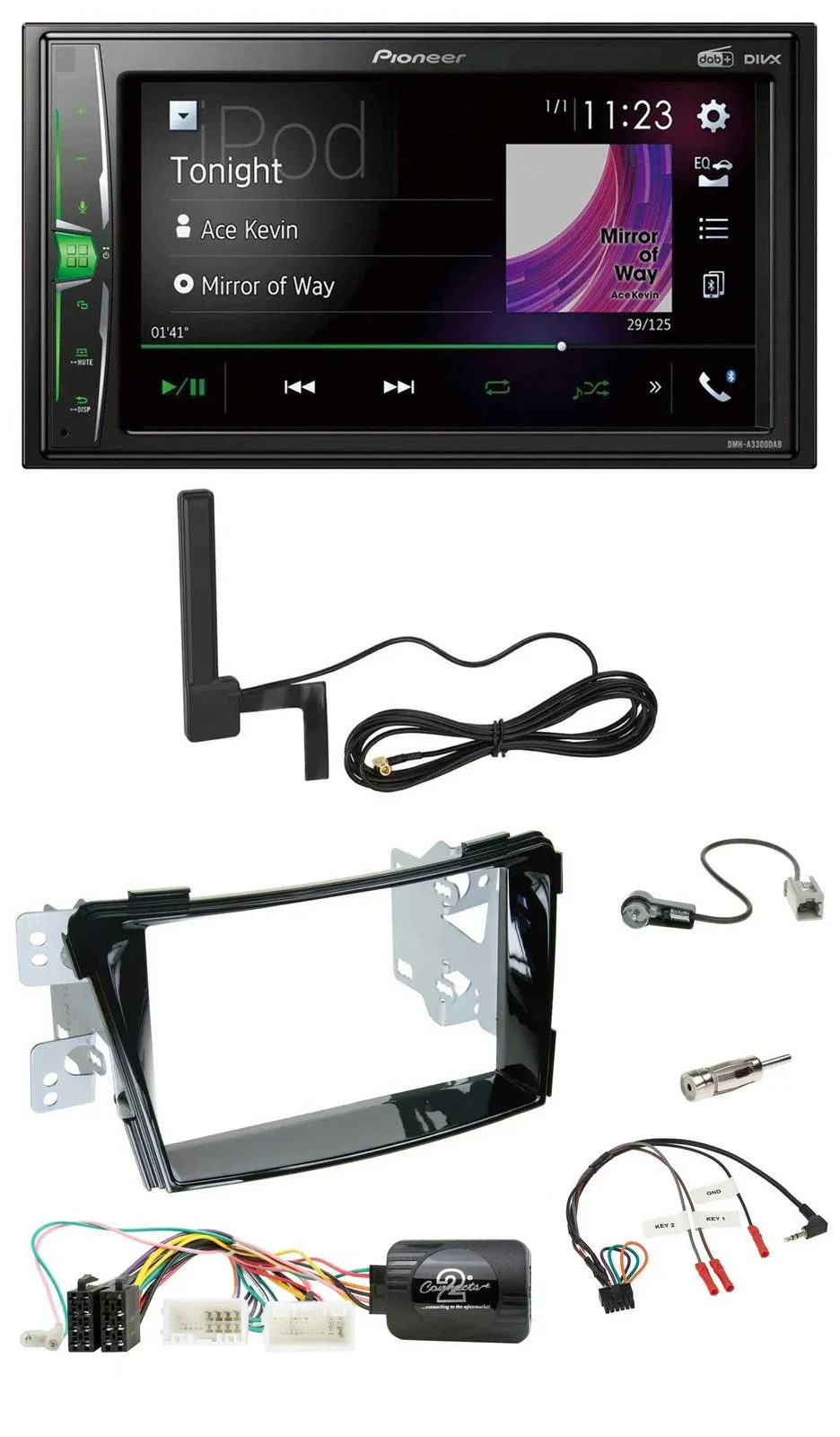 Автомагнитола Pioneer 2 DIN Bluetooth DAB MP3 для Hyundai i40 (с 2011), поддержка кнопок на руле