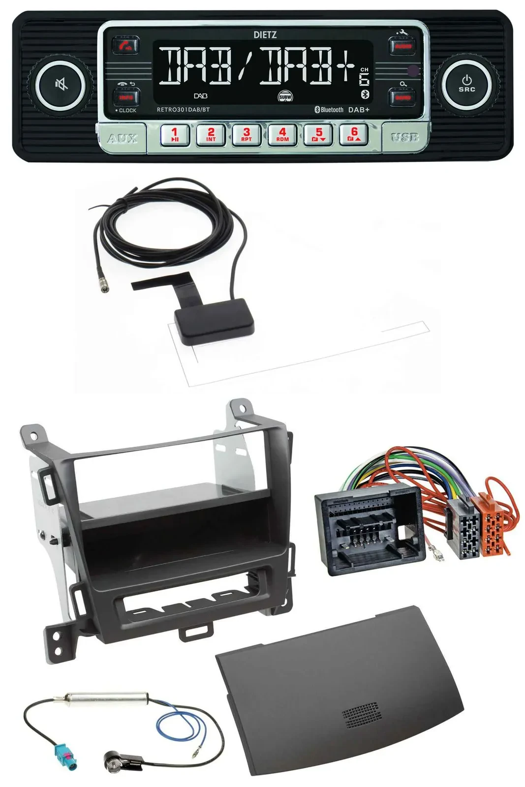 Dietz DAB Bluetooth USB MP3 Autoradio für Opel Zafira Tourer ab 12 jet black