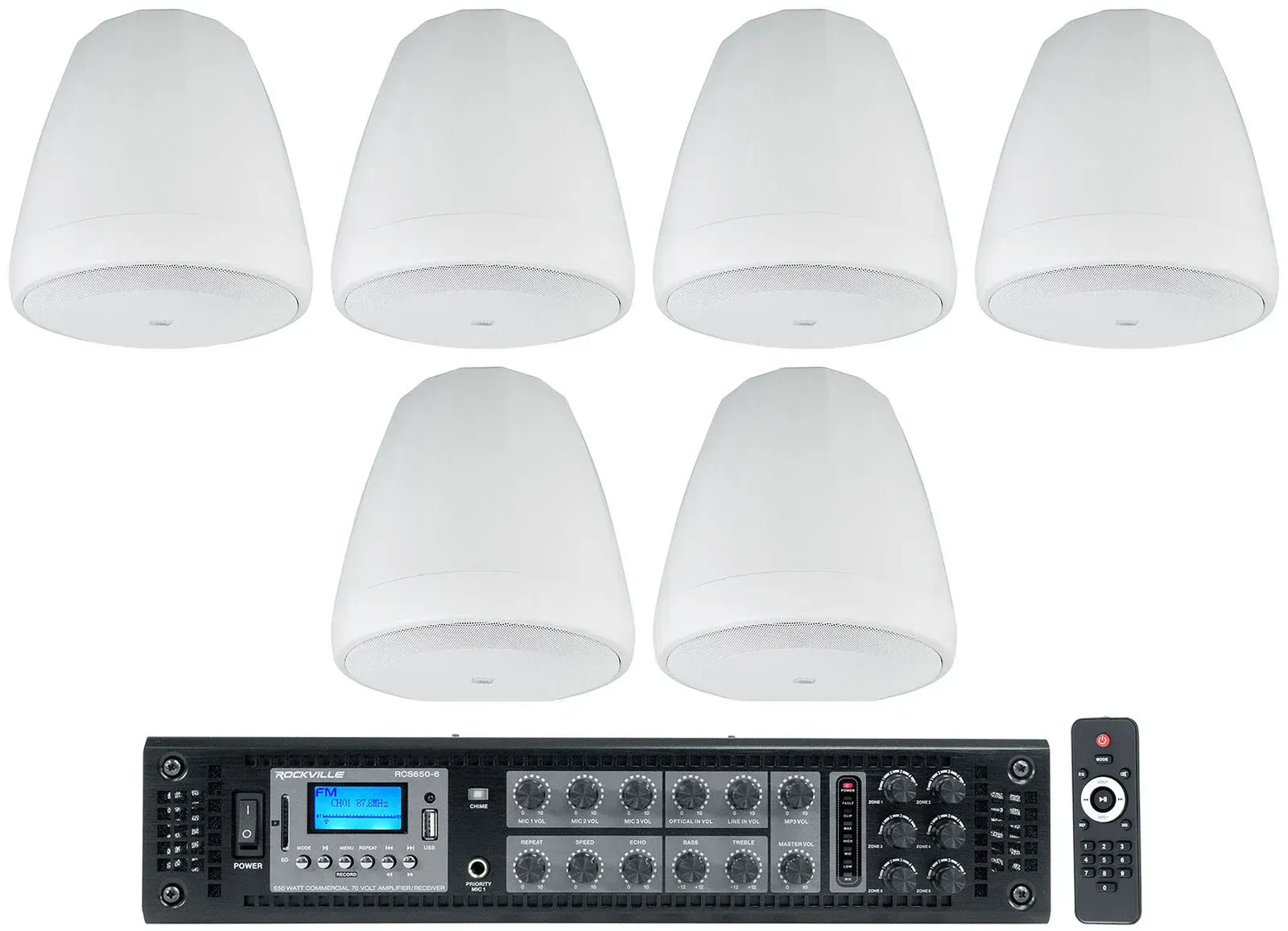 Потолочная акустика JBL Control 67 P/T White с усилителем (6 штук)