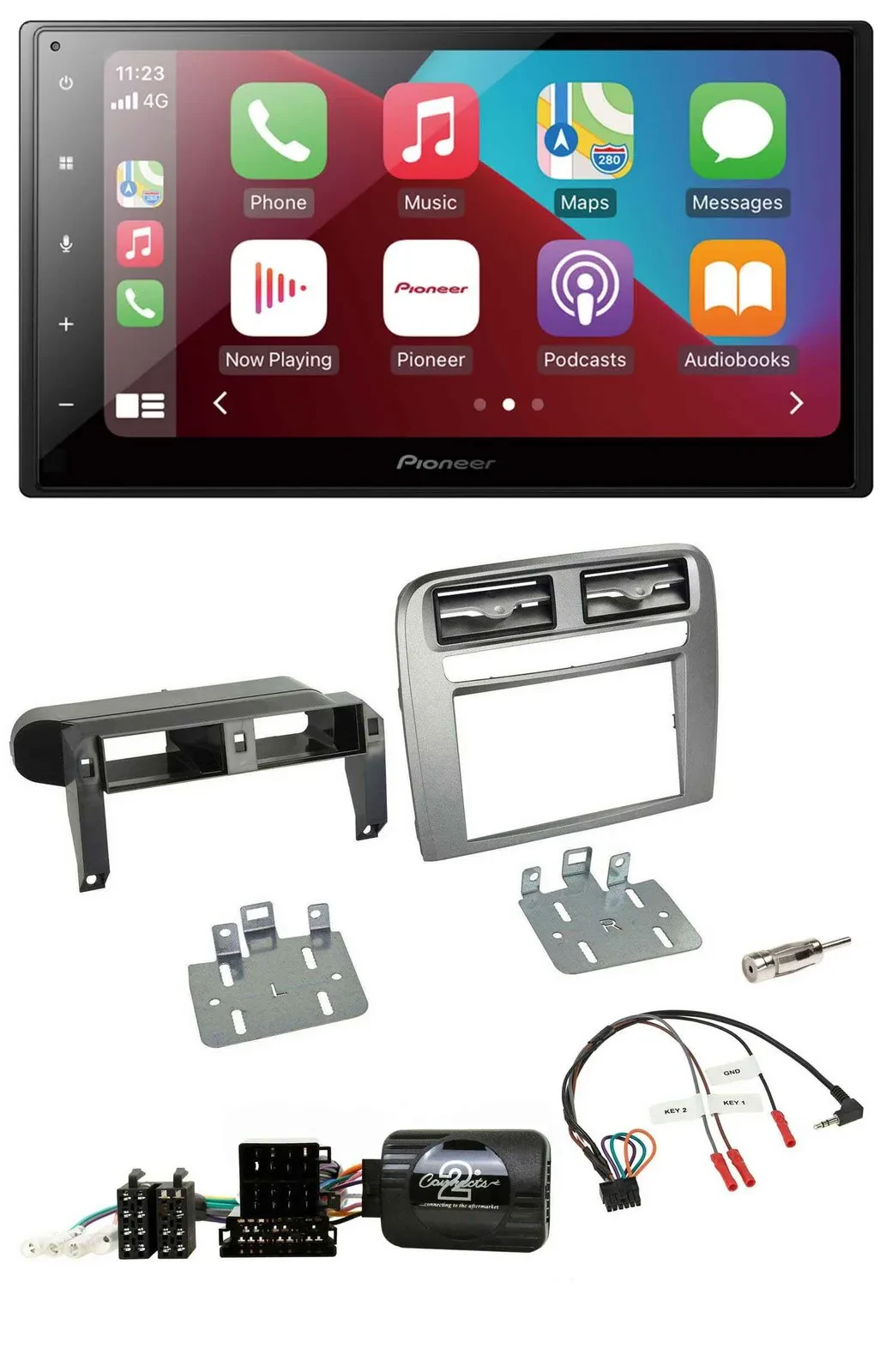 Pioneer USB Lenkrad DAB 2DIN Bluetooth Autoradio für Fiat Grande Punto anthrazit