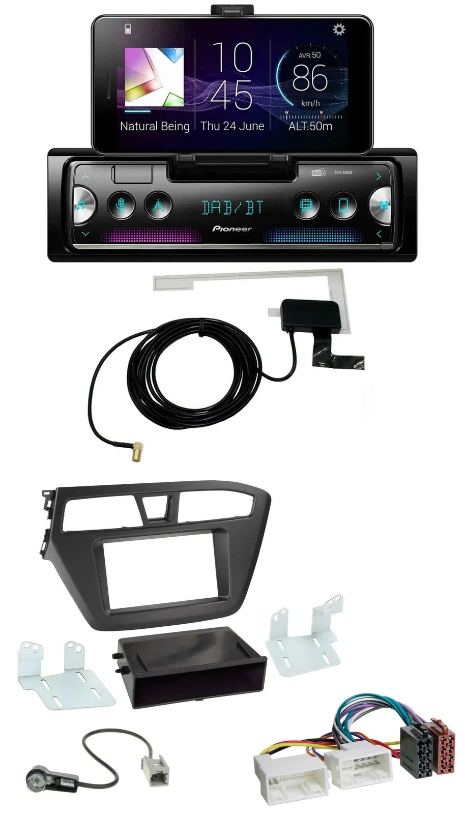 Автомагнитола для Hyundai i20 (2014–2020) Pioneer DAB, Bluetooth, MP3, USB