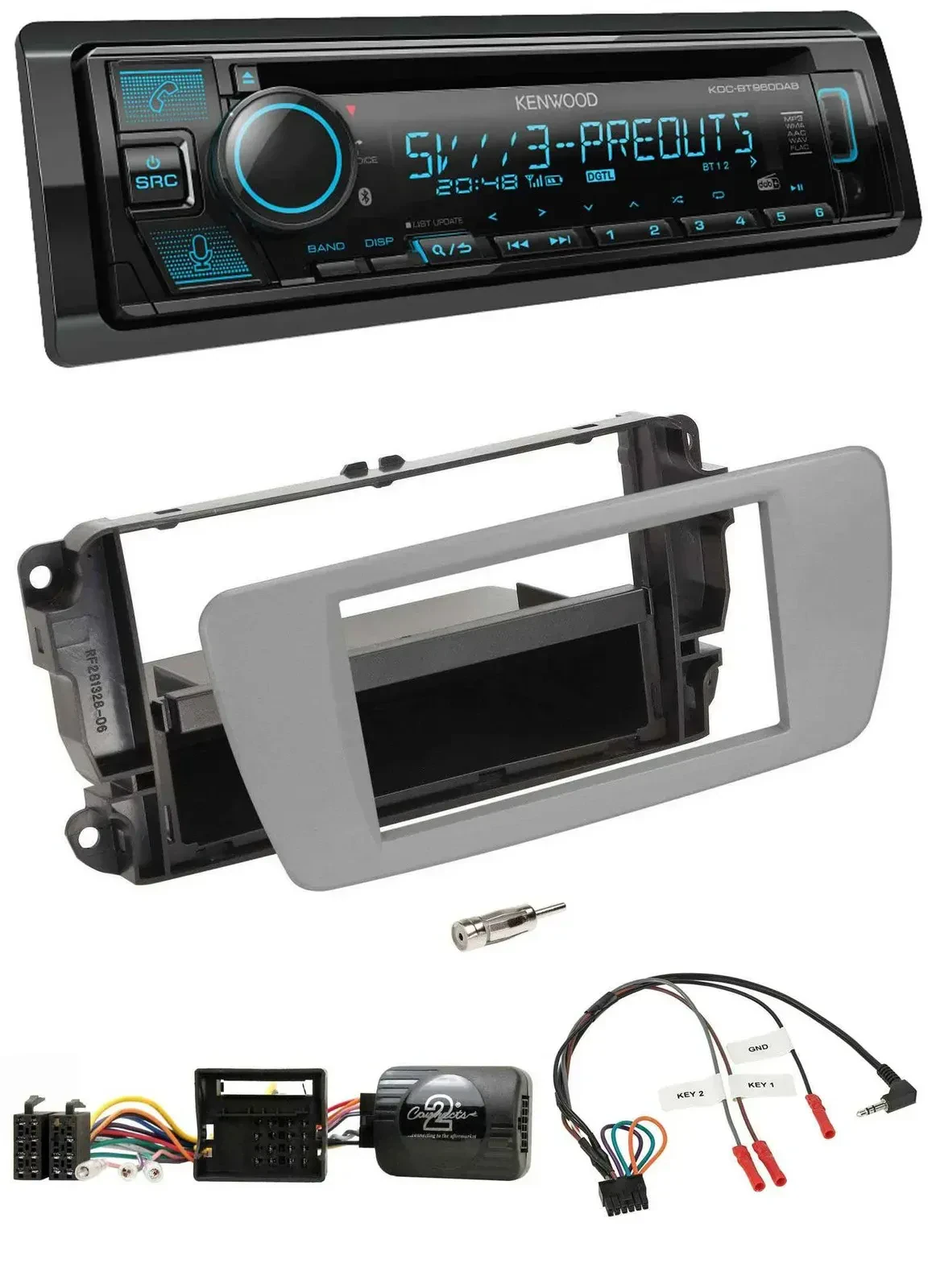 Автомагнитола Kenwood Bluetooth, USB, CD, DAB для Seat Ibiza, серый (Dublin Grau)