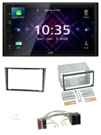 JVC DAB 2DIN MP3 Bluetooth USB Autoradio für Opel Corsa C ISO 2000-2004 aluminiu