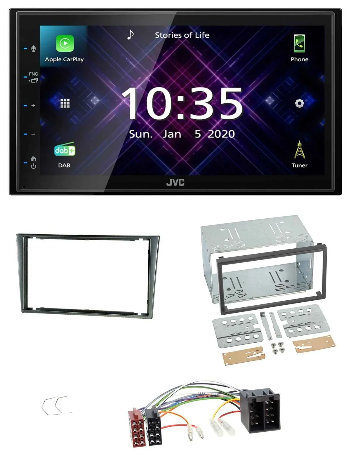 JVC DAB 2DIN MP3 Bluetooth USB Autoradio für Opel Corsa C ISO 2000-2004 aluminiu
