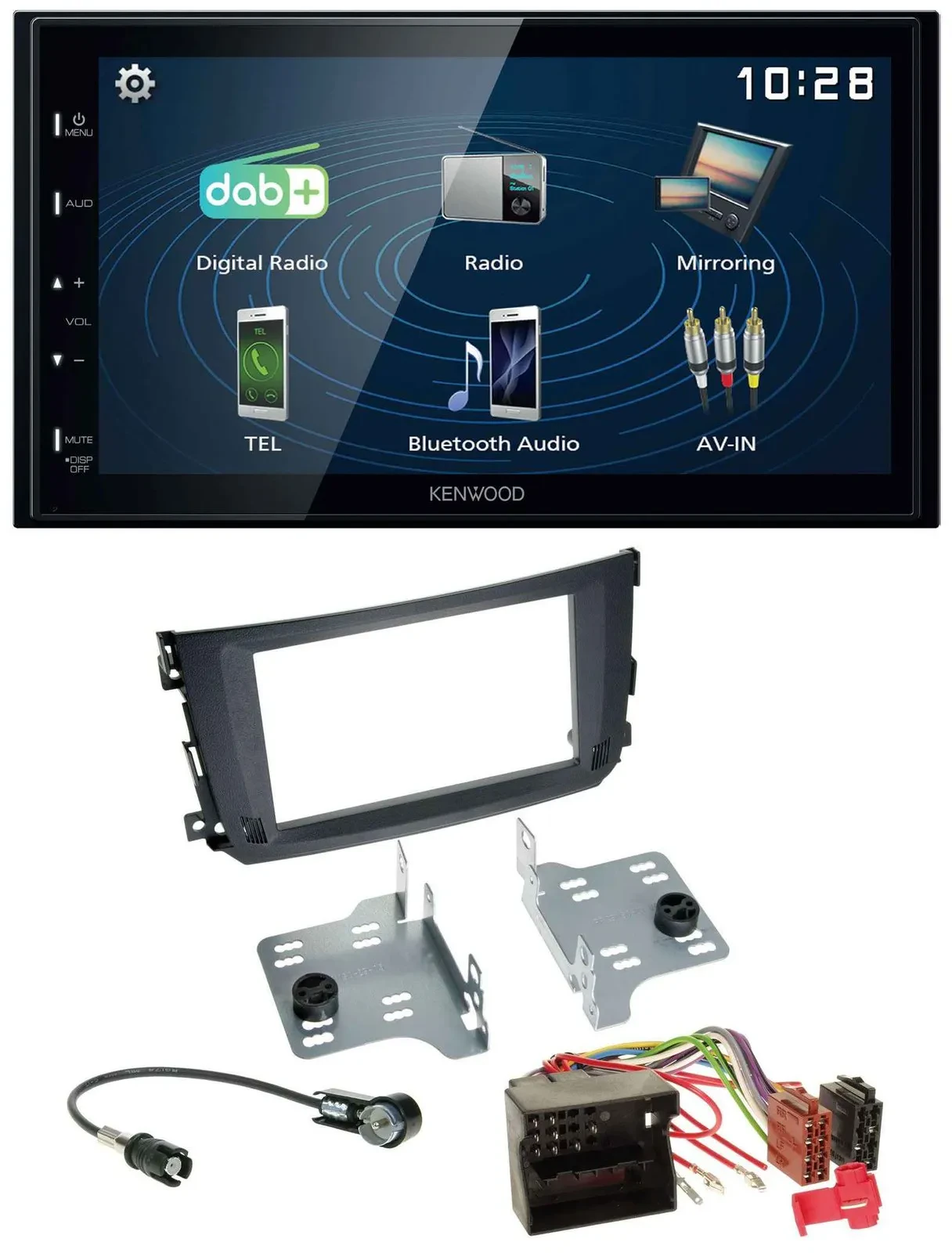 Автомагнитола для Smart ForTwo (2010–2014) Kenwood 2DIN Bluetooth USB DAB MP3 Quadlock