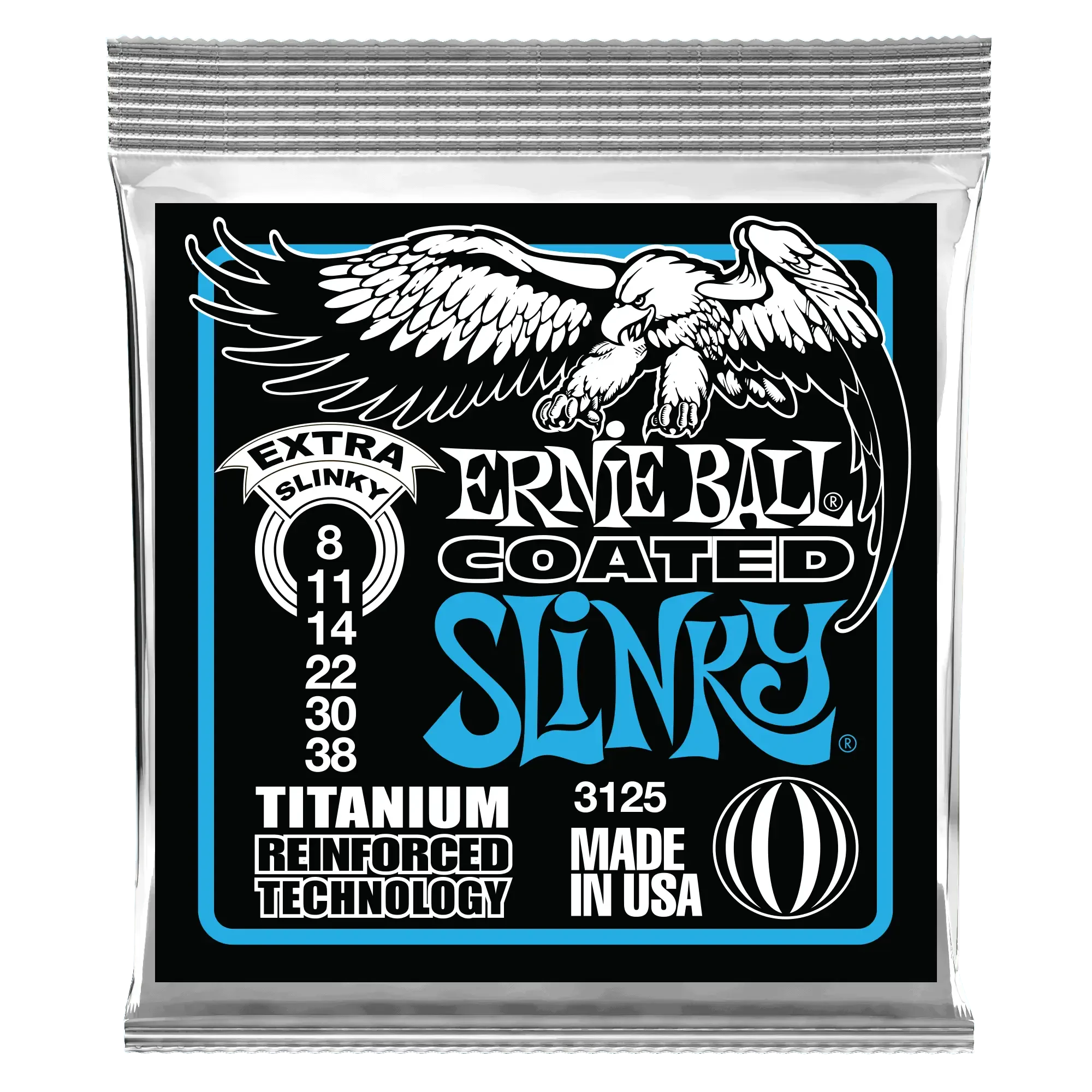 Струны для электрогитары Ernie Ball 3125 Extra Slinky Coated Titanium RPS 8-38