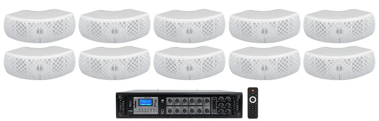 Настенная акустика Rockville WET-D4 White с усилителем (10 штук)