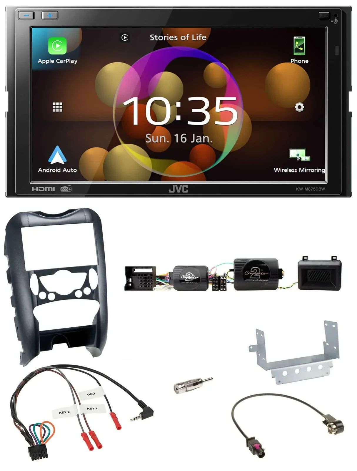 JVC DAB Lenkrad 2DIN Bluetooth USB Autoradio für Mini Cooper 06-14 Parksensor