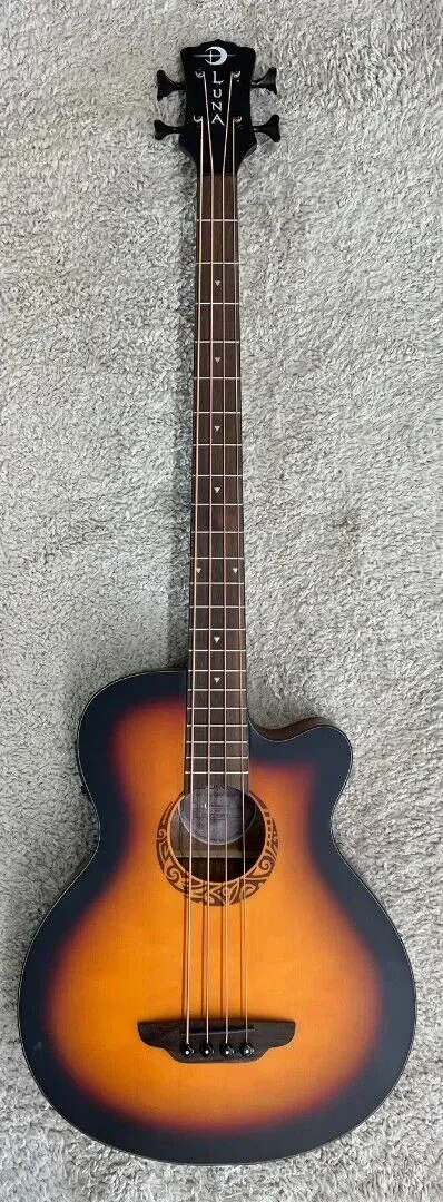 Бас-гитара акустическая Luna Guitars LAB34TRIBALTSB Tribal Tobacco Sunburst