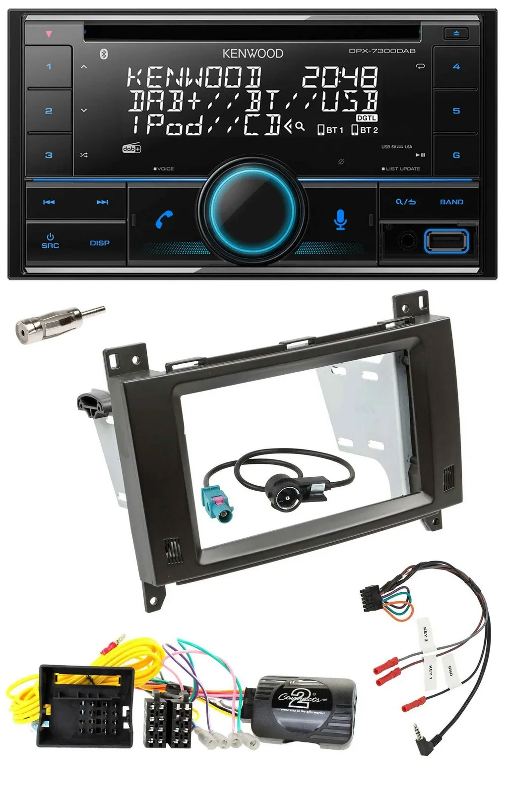 Kenwood CD 2DIN DAB USB Lenkrad Bluetooth Autoradio für Mercedes Vito W447 Audio